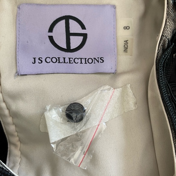 JS COLLECTIONS BLACK NUDE SOUTACHE MERMAID PARTY HOLIDAY GOWN MAXI SIZE 8 - Picture 8 of 9